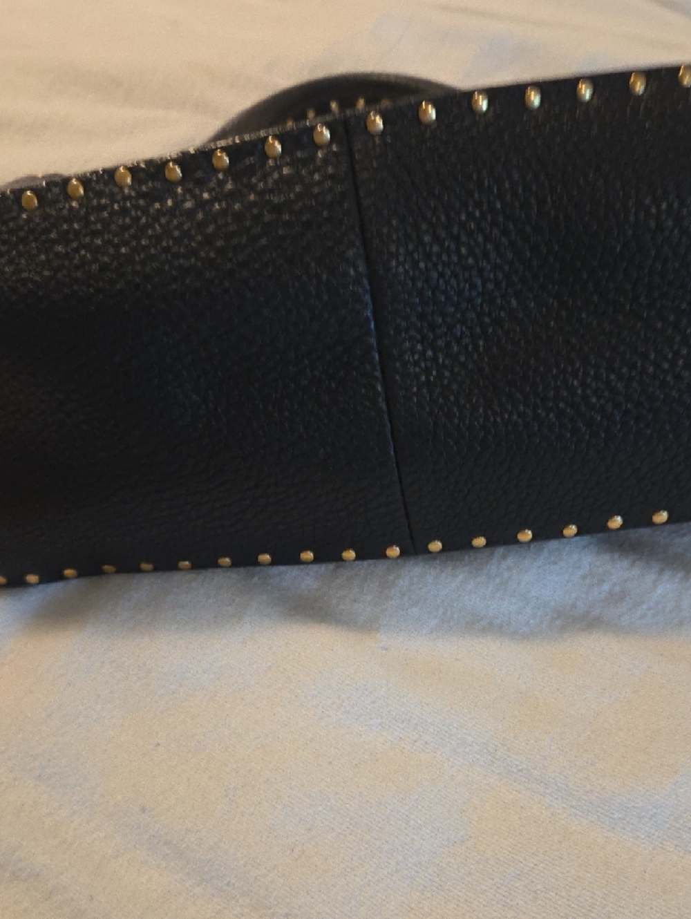 Celine Black Pebbled Leather Shoulder Bag with Gold Studs - Picture 5 of 7